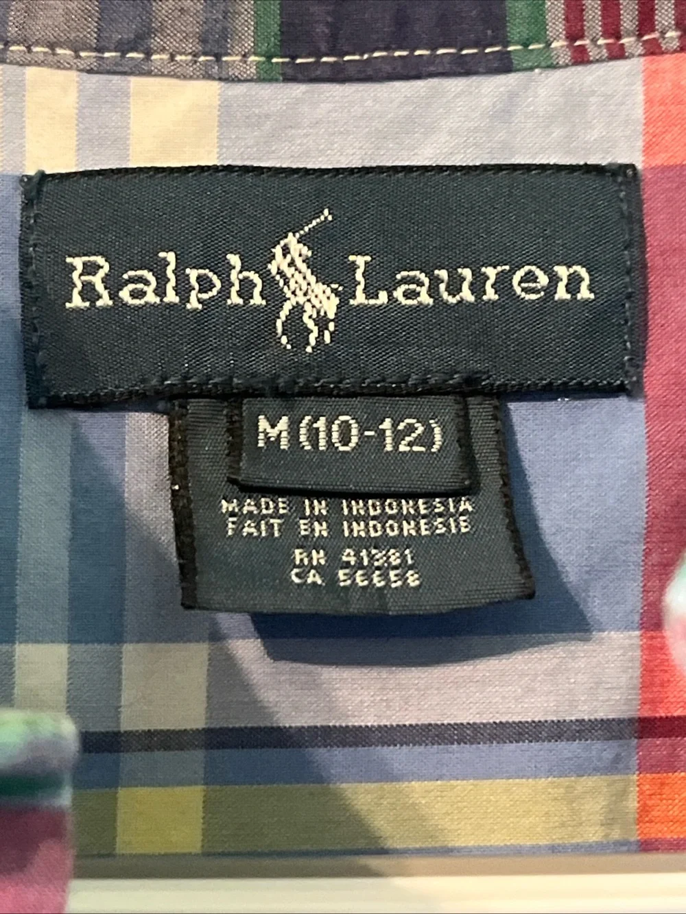 Polo Ralph Lauren Boy's Size Med 10/12 Button Down Shirt Plaid Cotton Pony